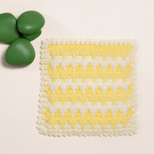 HANDKNIT NATURAL WASHCLOTH WHITE-YELLOW